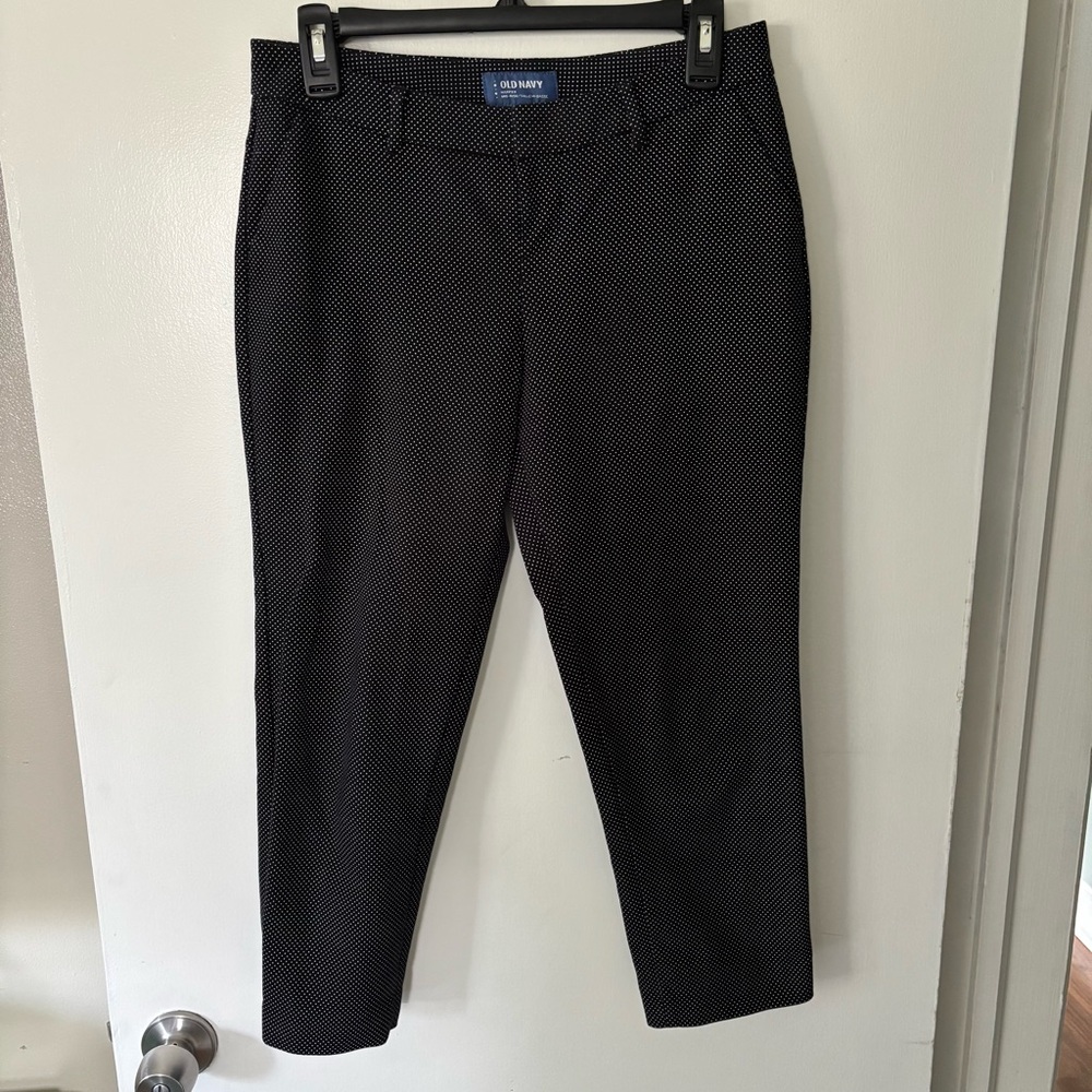 Old navy womens size 2P black and white polka dot‎ harper mid rise cropped pants